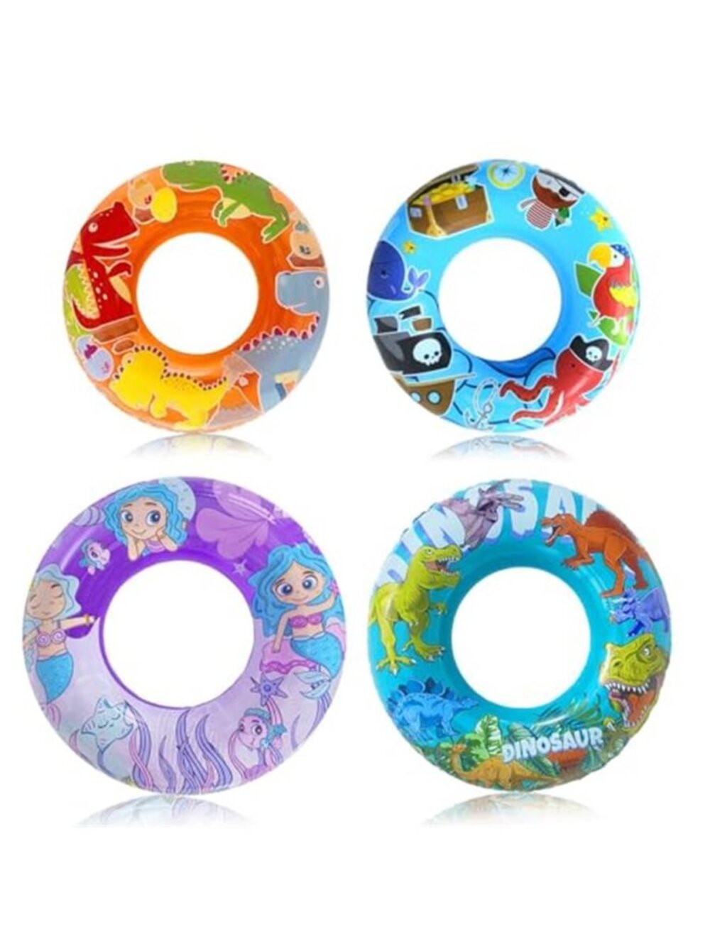 Pool Float Set Family Swim Rings Kids Adult Inflatable Floaties 4 Pack